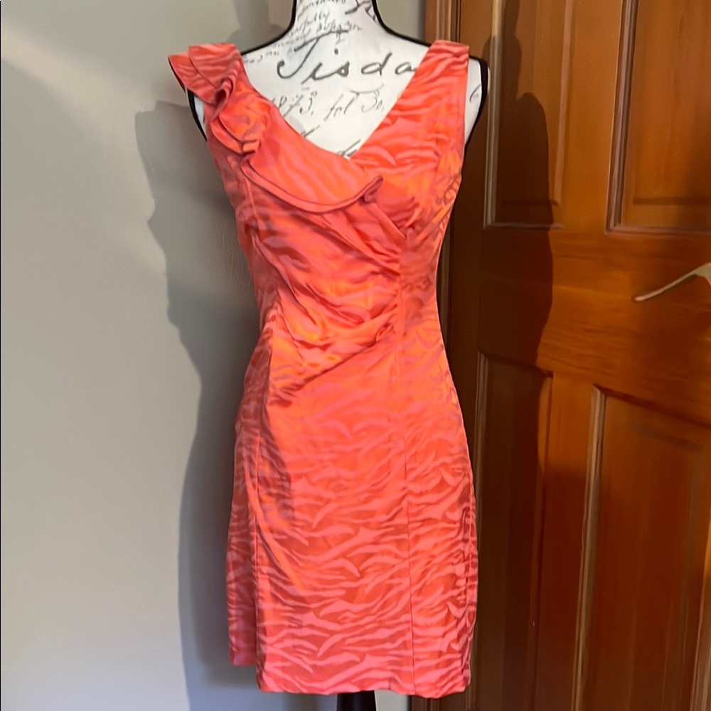 Coral Animal print Sleeveless Dress